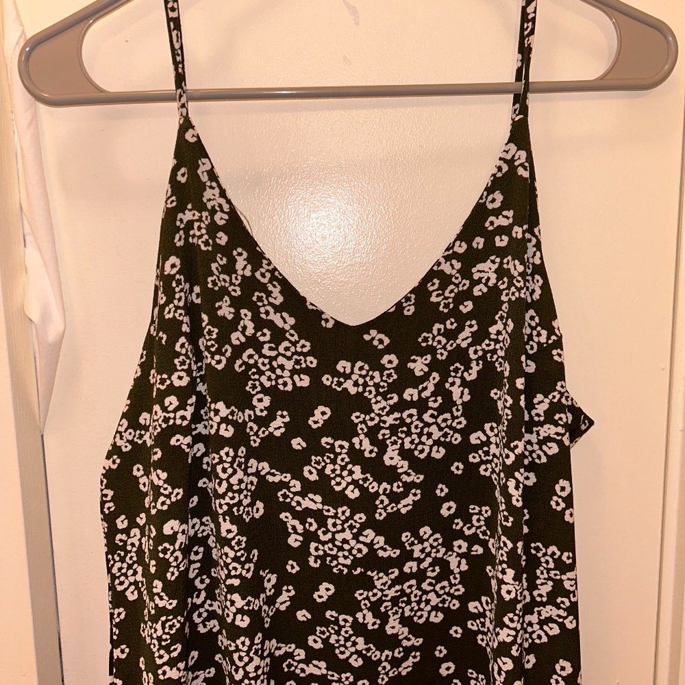 satin spring/summer dress, forest green, size L